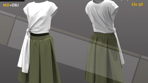 Skirt Set__Marvelous designer(Clo3d) project_OBJ+ZPRJ