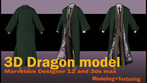 Dragon model(*Project files:   File  *zprj *3ds Max 2018  *OBJ  *FBX  *PDF)+ texture