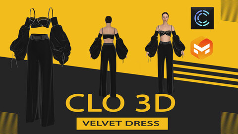 Velvet dress,Marvelous Designer or Clo3D (ZPRJ)