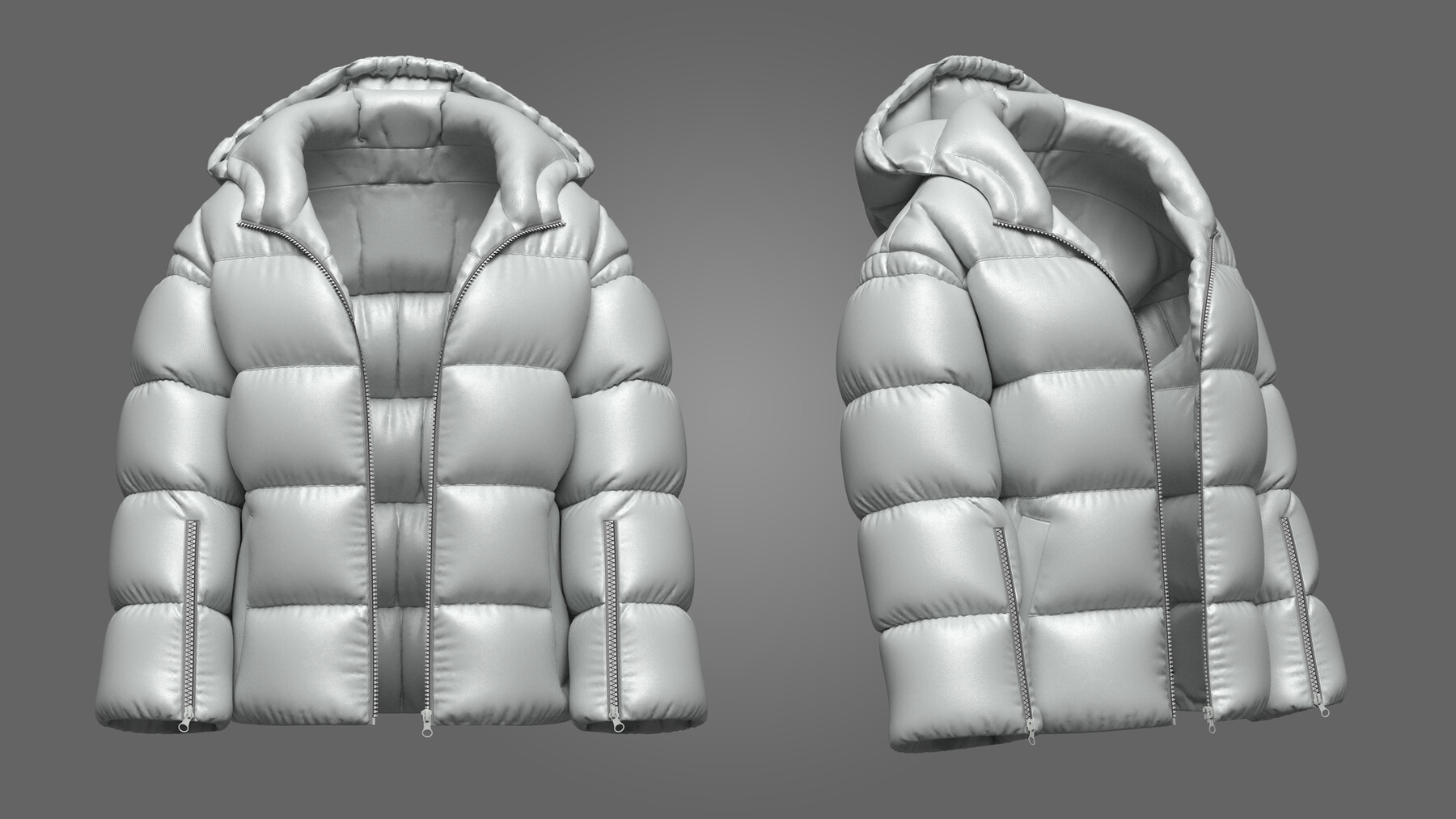 Women's Oversized Puffer jacket 3d Model