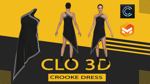 Crooke dress,Marvelous Designer or Clo3D (ZPRJ)