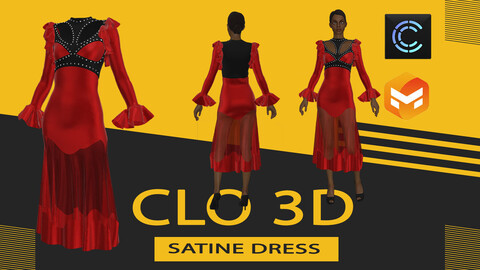 Satin dress,Marvelous Designer or Clo3D (ZPRJ)