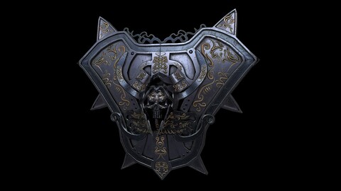 Fantasy skull shield with ornament