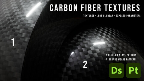 multiple carbon fiber textures + .sbs / .sbsar for substance