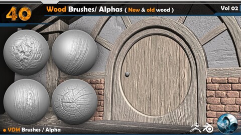 Wood VDM Brushes/ Alphas ( New & old wood )  Vol 02