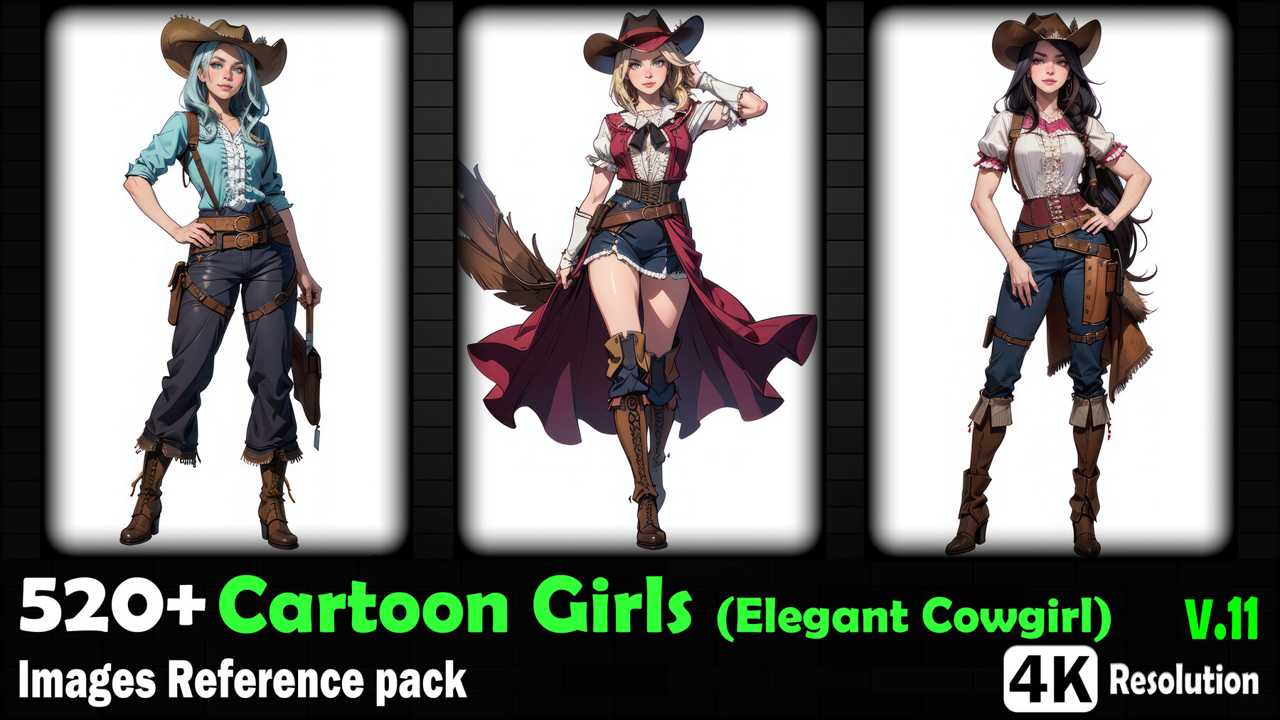 ArtStation - 520+ Cartoon Girls (Elegant Cowgirl) Images Reference Pack -  4K Resolution - V.11 | Artworks