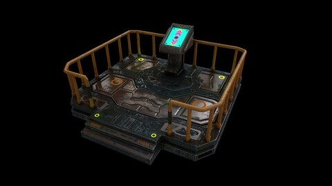 Low poly sci fi elevator environment asset