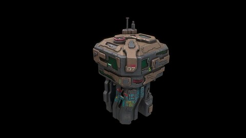 Low poly sci fi stilts building