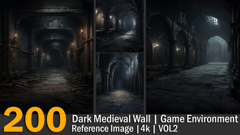 Dark Medieval Wall | Game Environment | Reference Images | 4K | VOL2