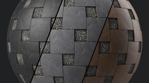 Tile Materials 44- Slate Stone Tiling By Gravel | Sbsar Pbr 4k Seamless