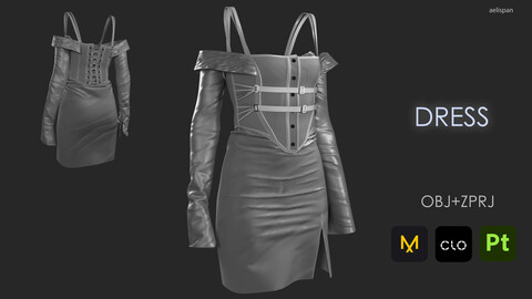 Dress. Marvelous designer/Clo3D