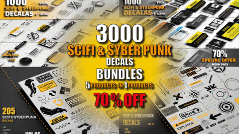 3000 + Sci-fi Graphics and CyberPunk decals+alpha BUNDLES (70% off)