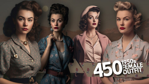 450 1950s Female Outfit _ VOL 1 _ Character Reference