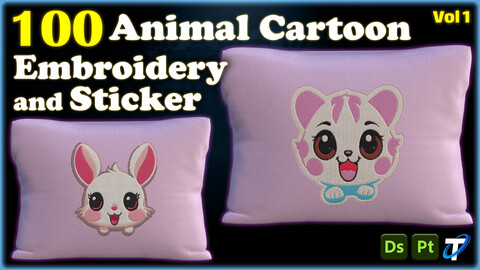 100 Cute Animal Cartoon Embroidery and Sticker - Vol 1