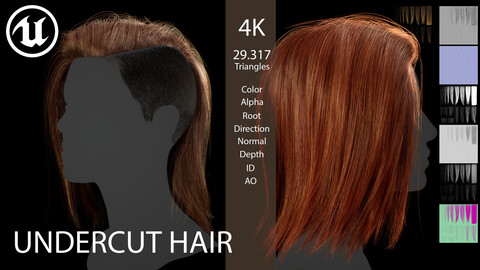 Game ready undercut female hairstyle (real time hair cards)