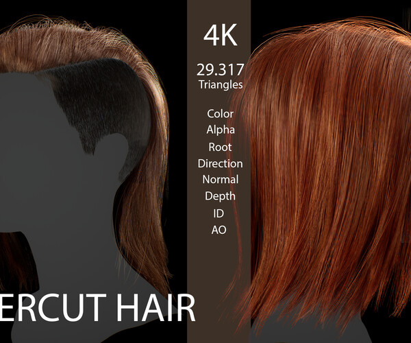 ArtStation - Game ready undercut female hairstyle (real time hair cards ...