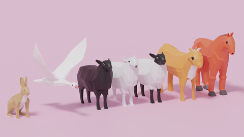 Cartoon LowPoly Animals Collection 3D model