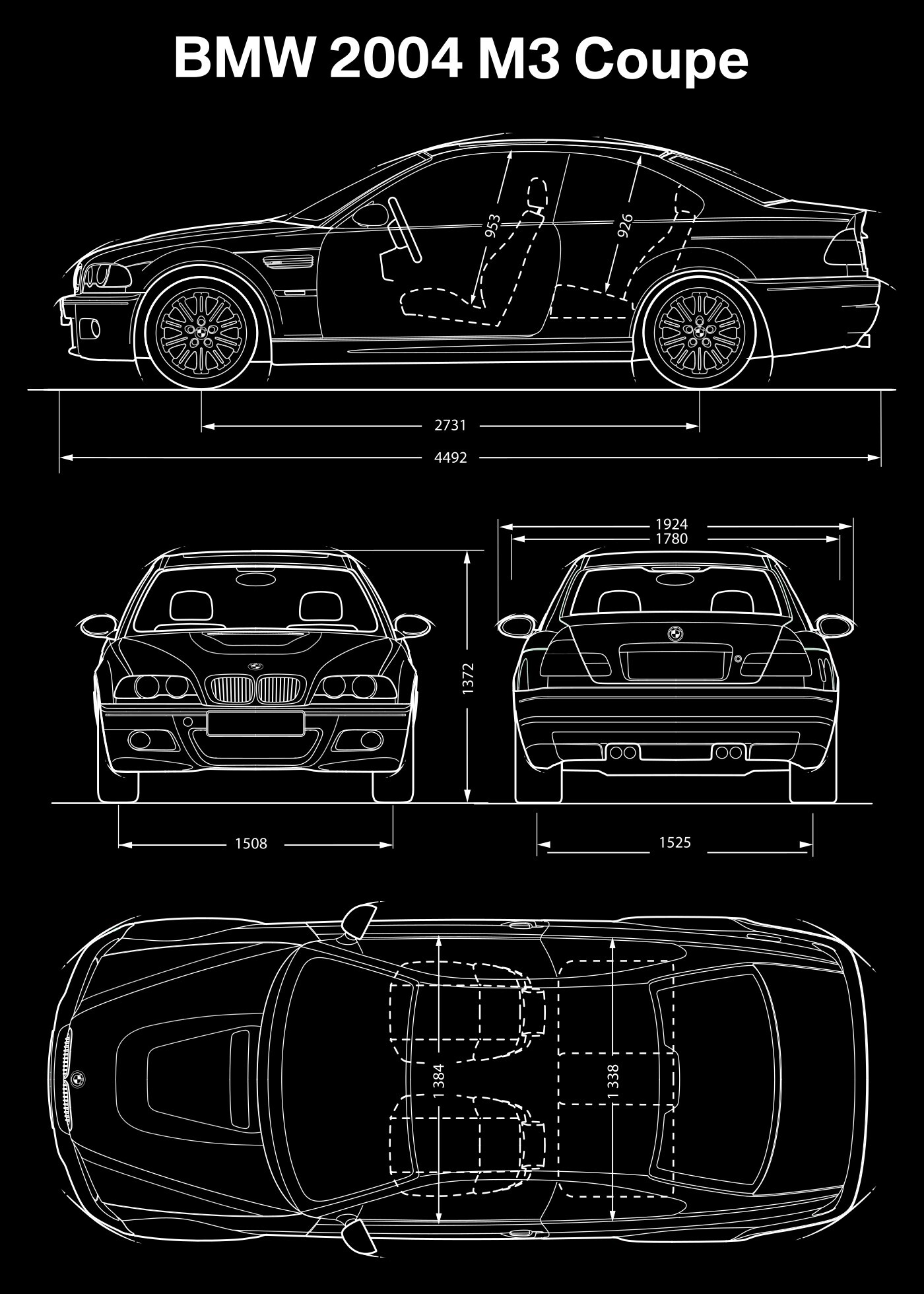 ArtStation - 2004 BMW M3 Coupe car blueprint | Artworks