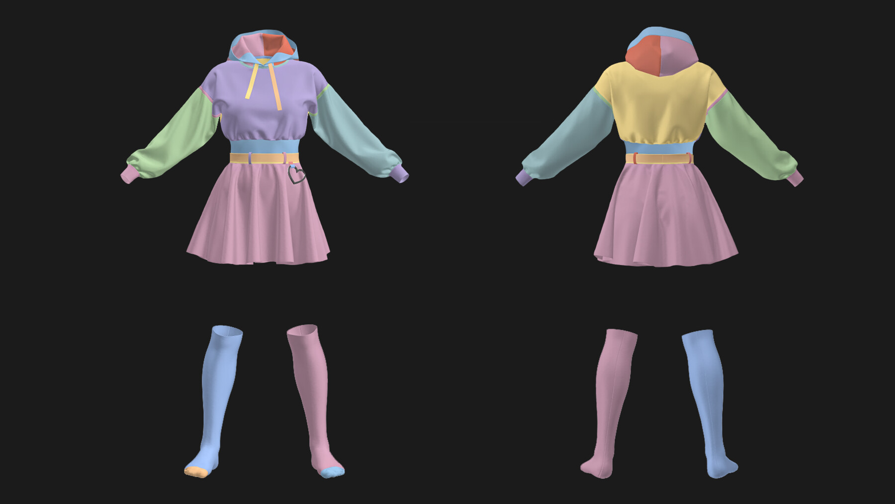 Female set / Marvelous Designer/Clo3D project file + OBJ + FBX