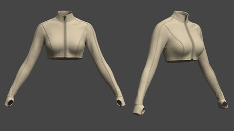 Front_Zip_Crop_Top_3d_Model