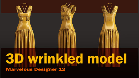 wrinkled model 1(*Project files  - Marvelous Designer 12  -FBX  -OBJ  -PDF)