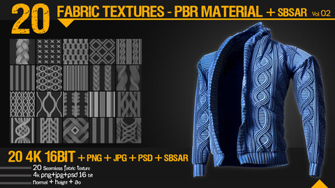 20 fabric textures - PBR Material + Sbsar (substance material) _ vol 02
