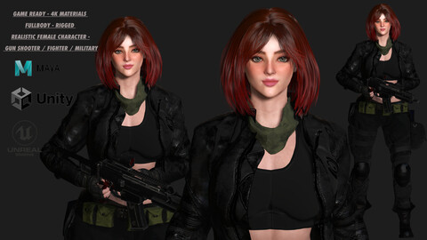 AAA 3D REALISTIC FEMALE CHARACTER - GUN SHOOTER/MILITARY/GTA