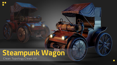 Steampunk Wagon-Game Asset