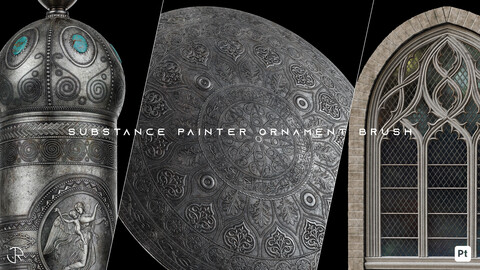 Substance Painter Ornament Path Tool brush + 106 high quality Ornament and Trim brush