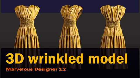 wrinkled model 2(*Project files  - Marvelous Designer 12  -FBX  -OBJ  -PDF)