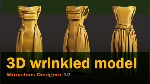 wrinkled model 3(*Project files  - Marvelous Designer 12  -FBX  -OBJ  -PDF)