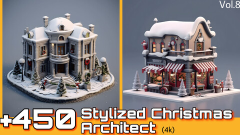 +450 Stylized Christmas Architecture(4k)