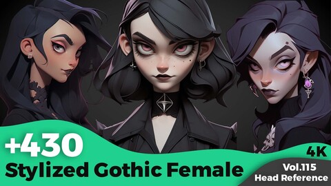 +430 Stylized Gothic Female Head Reference(4k)