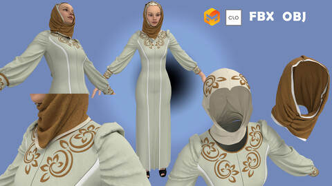 Modern Dress with (mask -hejab) / Zprj - FBX - OBJ