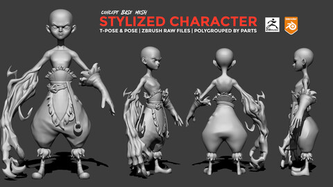 Stylized Character | 3d character Base mesh | Character creation & sculpt practicing Base Meshes.