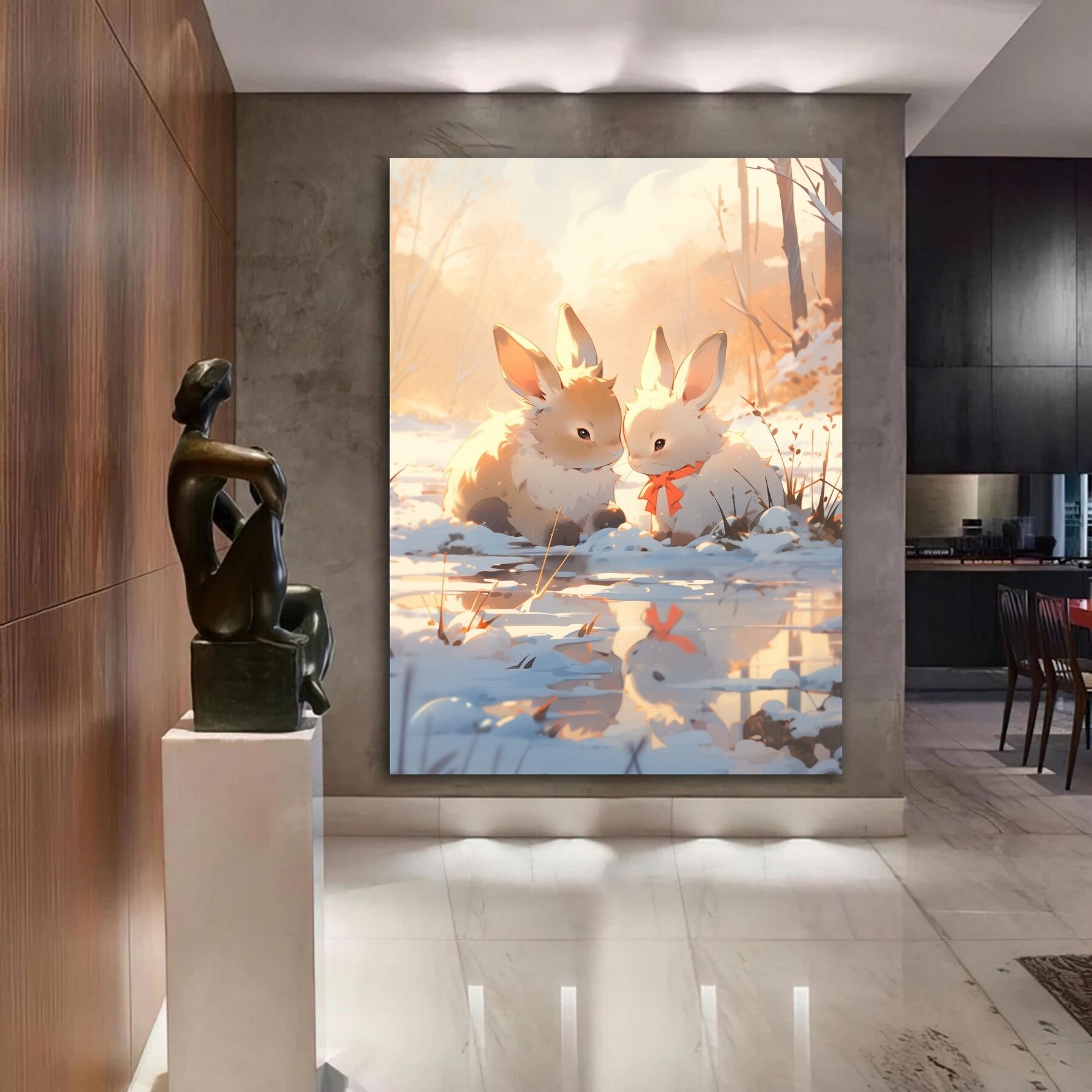 ArtStation - Cute Rabbit Family, Wall Art Print, Watercolor Rabbit ...