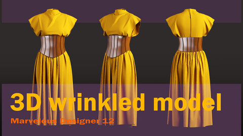 wrinkled model 4(*Project files  - Marvelous Designer 12  -FBX  -OBJ  -PDF)