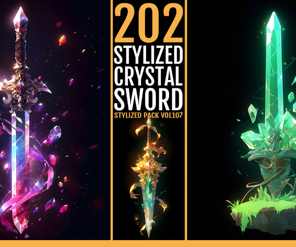 ArtStation   202 Stylized Crystal Sword VOL107 | Artworks