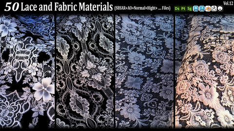 50 Lace and Guipure Materials (SBSAR+AO+NRM+Texture Files).vol15