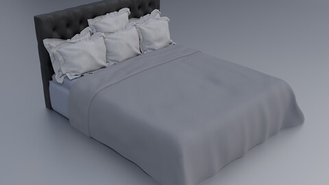 Modern King Size Bed With 6 Pillows