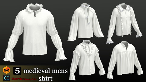 5 medieval mens shirt/ zprj / obj / fbx