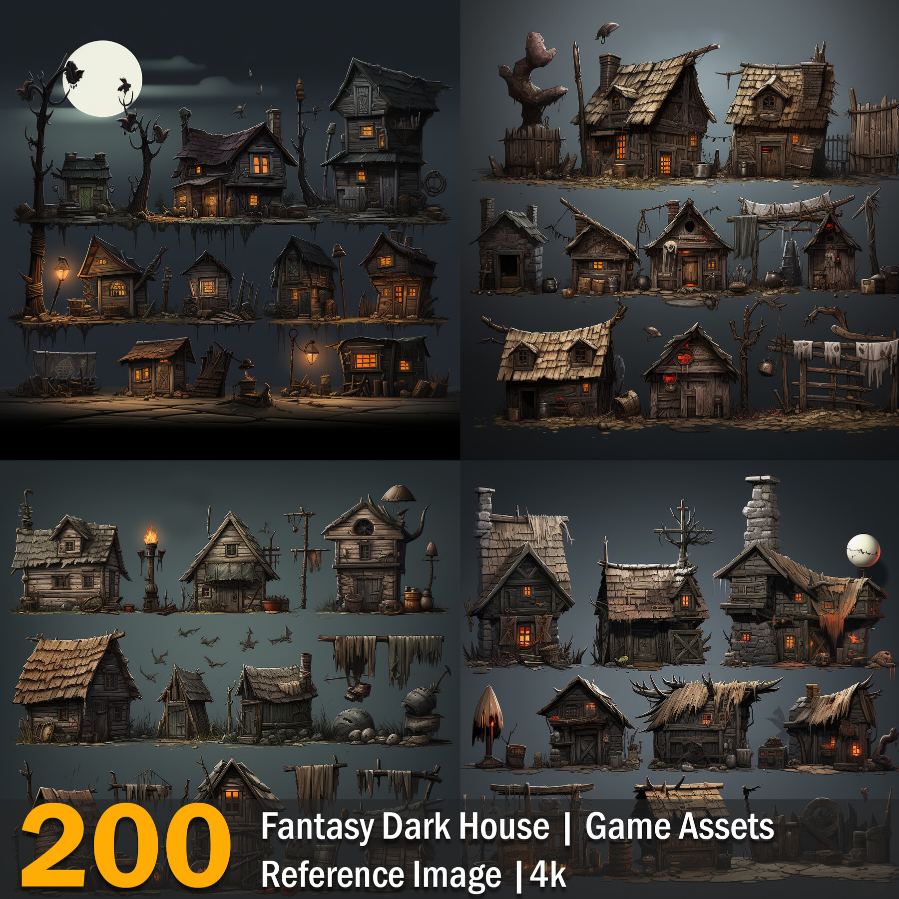 ArtStation - Fantasy Dark House | Game Assets | Reference Images | 4K |  Artworks