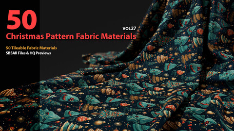 50 Tileable Christmas Pattern Fabric Materials-VOL27. SBSAR