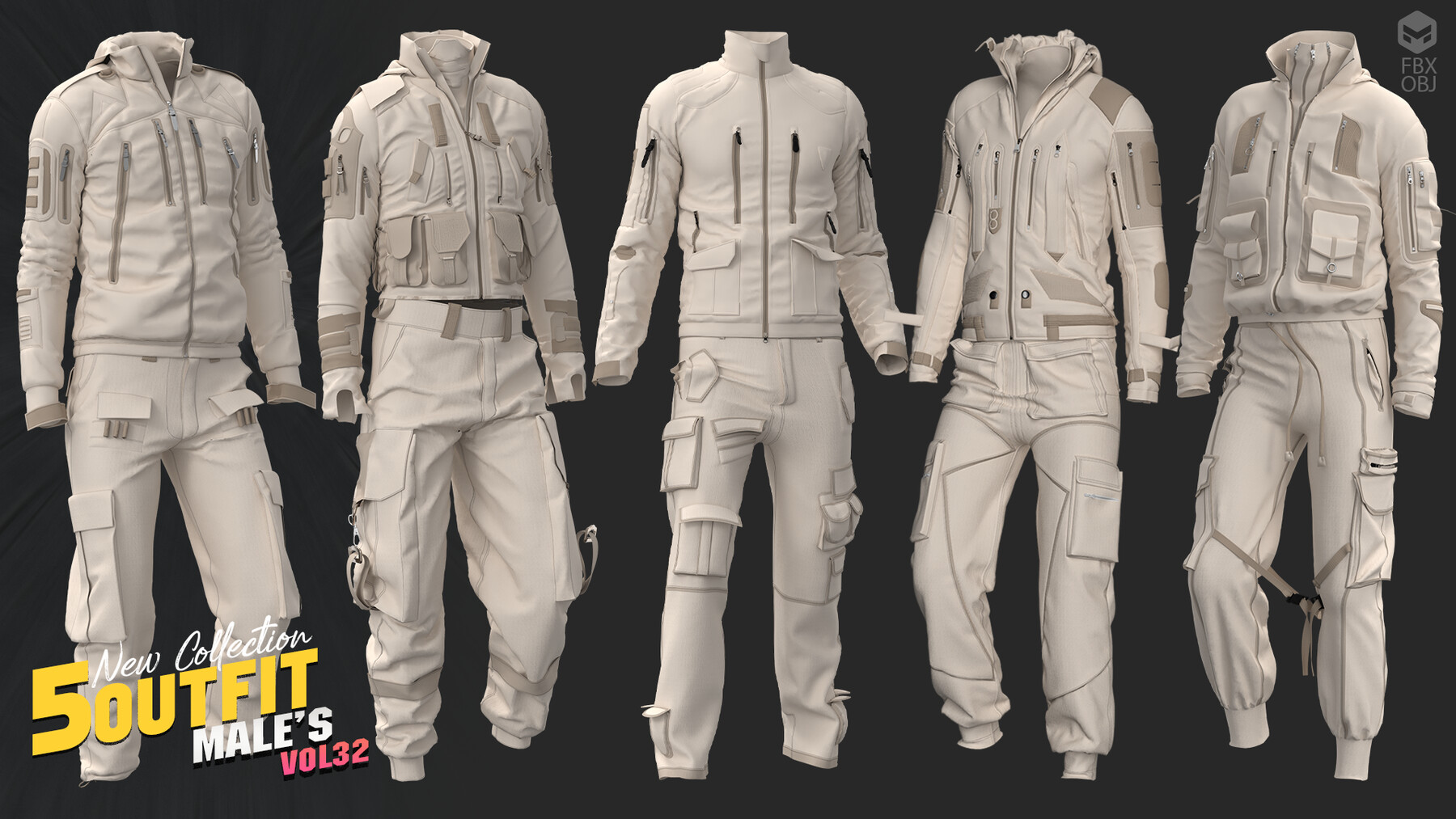 ArtStation - 5 models of male's outfit vol32/ marvelous & clo3d / OBJ ...