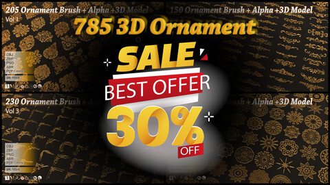 785 3D Ornament alpha,brush(Bundle)