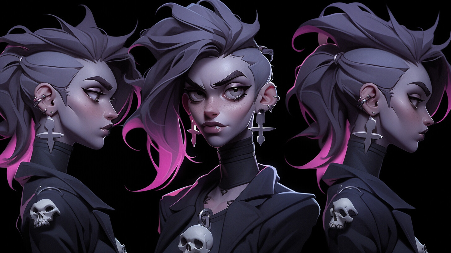 ArtStation - +320 Stylized Gothic Cyberpunk Female Head Reference(4k ...