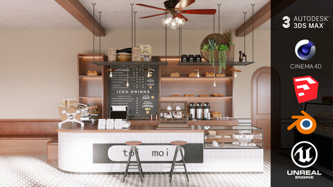 Cafe Design 13 [Unreal Engine - Blender - Cinema4D - Sketchup- 3DsMax - FBX - OBJ]