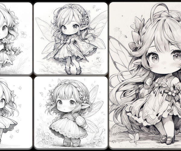 ArtStation - 200 Pencil Drawings of Manga Chibi Fairy (Full Body ...