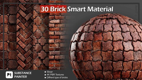 30 Brick Smart Materials & PBR Textures - Vol 01