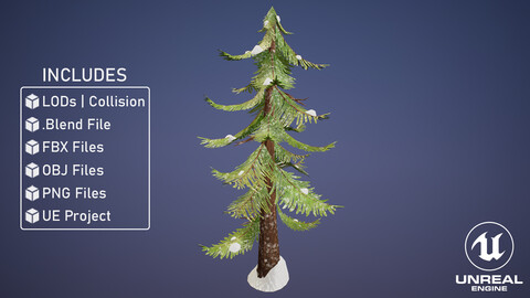 Stylized Snowy Pine Tree